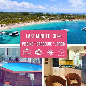  Appartement Le Sable Bleu - Evasion Tropicale A Sainte-anne - 5min - Piscine - Parking - Climatise - Vue Sur Les Palmiers - Parfait Pour Sejours En Famille Ou Entre Amis